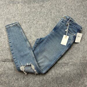 Good American Good Curve Skinny Crop Jeans Women's Size 0 / 25 Distressed NWT